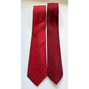 Neil Martin Vintage Set Silk/Wool Ties Red/Burgundy - Handmade in USA